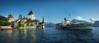Schweiz, Bern, Thun, Thunersee, Schloss Oberhofen, Interlaken, Altstadt, Schiff
