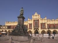 Polen, Woiwodschaft Kleinpolen, Krakau, Krakow, Adam-Mickiewicz-Denkmal, Bronzestatue, Hauptmarkt, Adaś