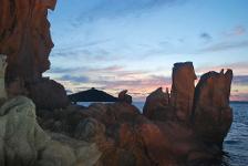 Frankreich, Korsika, Mittelmeerinsel, Steilküste, Meer, Abendstimmung